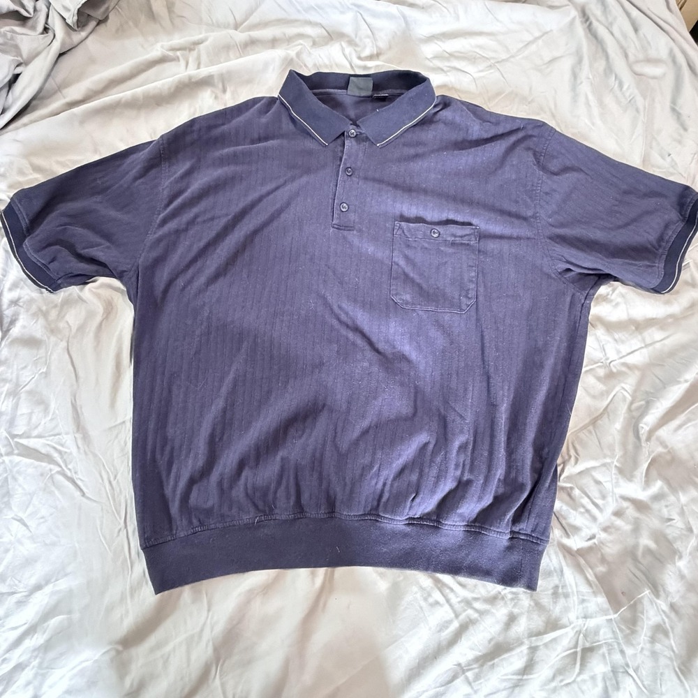 Falcon Bay Polo Shirt Mens Big 3X Blue Short Sleeve Knit Pocket Banded Hem